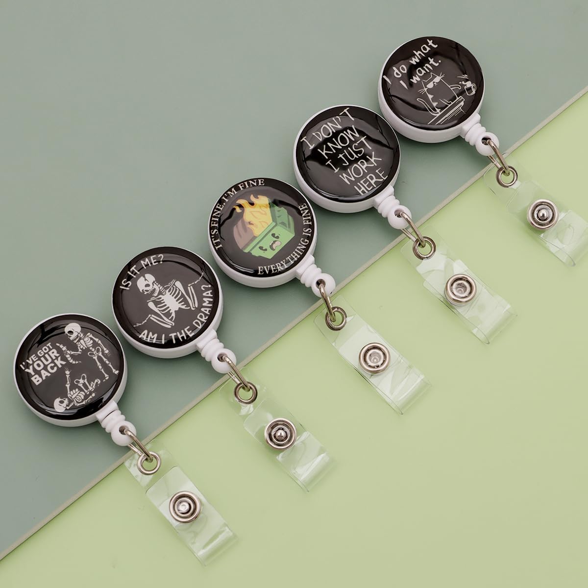 5 Cute CNA Badge Holders,Retractable Dumpster Fire Lanyards for Hard Badge Accessories by Nurse Nursing Students