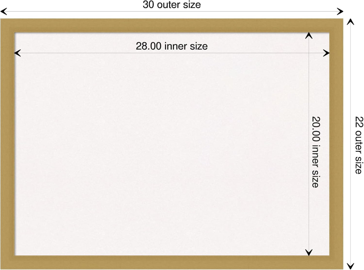 Amanti Art White Cork Board for Wall, 22x30 Vision Board with Gold Frame, Medium Corkboard Office Decor for Home Organization, Casual Corkboard Pinboard to display items for home organization