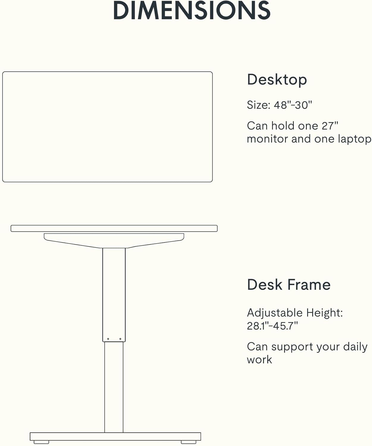 FLEXISPOT EN1 Whole-Piece Standing Desk, 48 x 30 Inches Electric Adjustable Desk for Home Office (Silver Frame + 48 in Mahogany Top, 2 Packages)