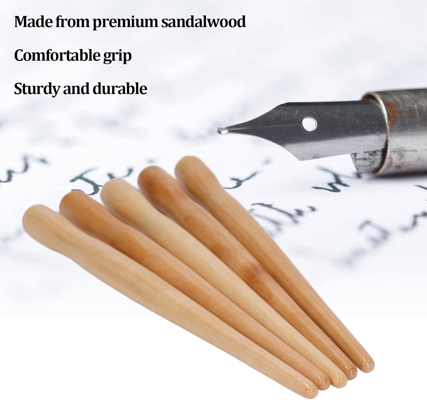 Cunyuer Dip Pen Nib Holder, 5PCS Sandalwood Professional Nib Holder for Cartoon Calligraphy Painting Writing (Wood Color)