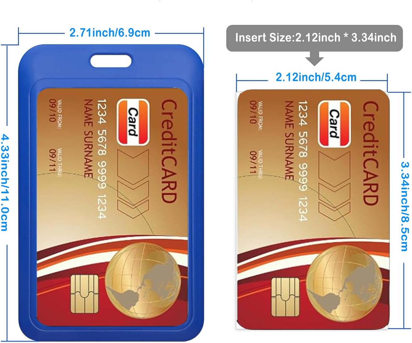 15 Pack Sliding ID Badge Holder Vertical Hard Plastic Card Case Protector Pouch,for Office School ID Credit Cards Proximity Work Badge Sleeve Key Cards Driver's Licenses (Blue)