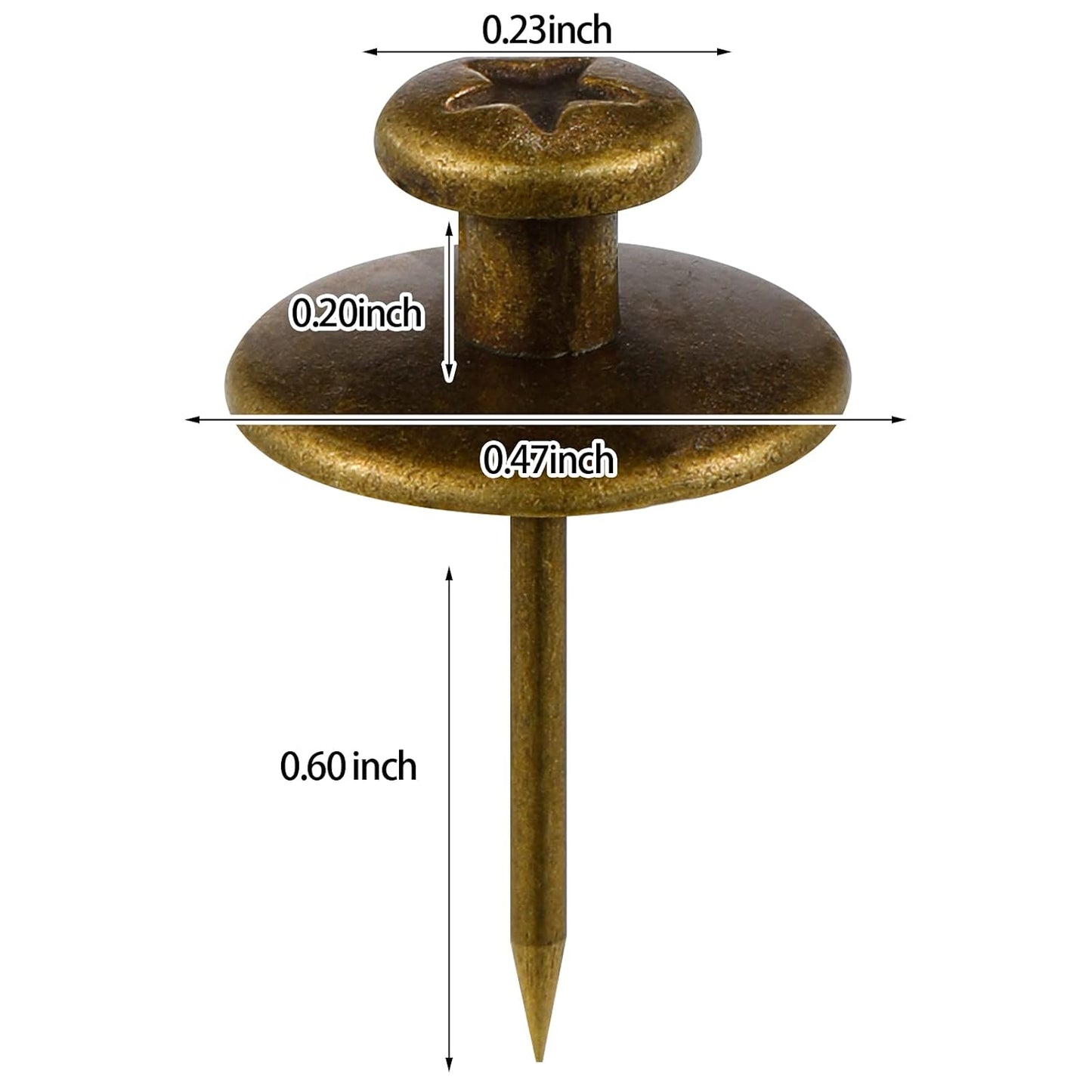 Push Pins Picture Hangers Double Headed Thumb Tacks Wall Hooks for Wall Hangings Picture Hangers Nails Small Photo Hanging Hook Pins for Home Office Photo Decor(Bronze,50 Pieces)