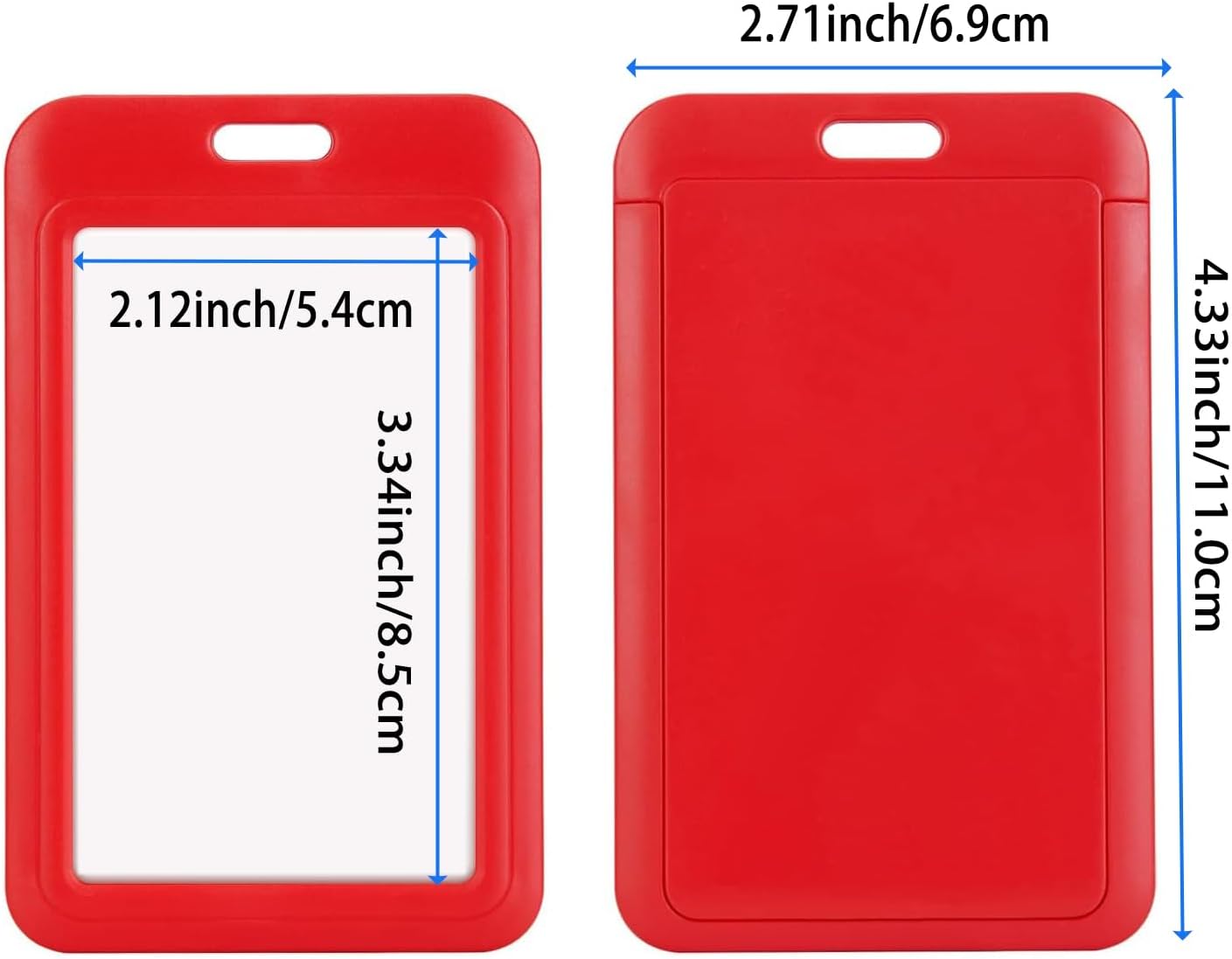 15 Pack Sliding ID Badge Holder Vertical Hard Plastic Card Case Protector Pouch,for Office School ID Credit Cards Proximity Work Badge Sleeve Key Cards Driver's Licenses (Red)