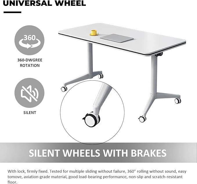 Conference Table Folding Conference Table, Modern Conference Room Table White Meeting Table Flip Top Large Mobile Training Table, Mobile Training Seminar Table for Office Classroom (4pack 70.8in)