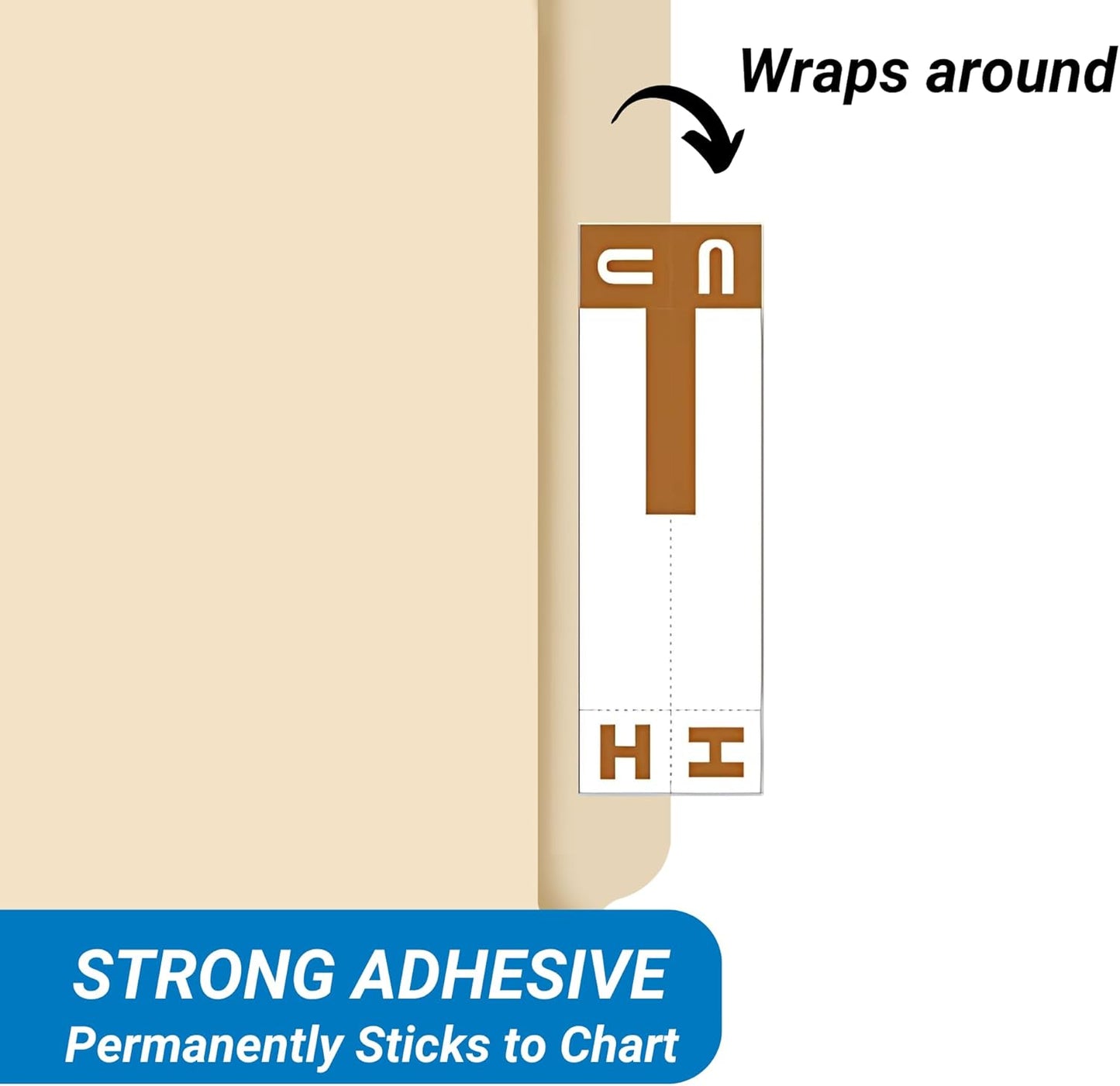 Doctor Stuff - File Folder Labels, Alphabet Letters, H/U, Compatible with Smead NCC - SNCC Series Alpha Stickers Dark Brown, 1-5/32" x 3-5/8, 100/Package