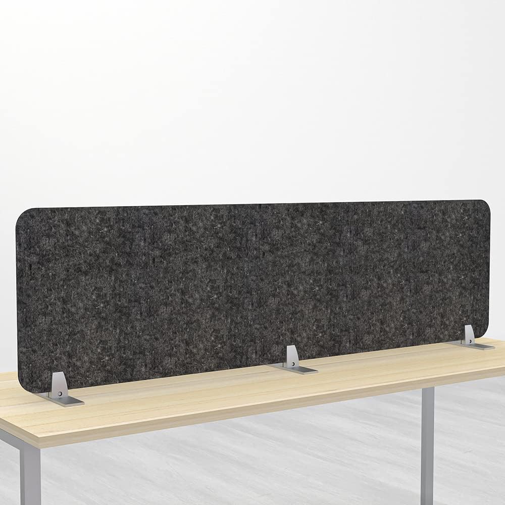 Freestanding Acoustic Desk Divider with Mount | Eco-Friendly Privacy Screen Panel | Noise Reducing Desk Partition | Tackboard Option & Easy to Install | Made from Recycled Plastic | Blue - 18" X 59"