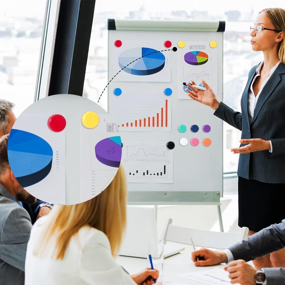 Qualsen Fridge Magnet, 20 Pack Cute Magnets for whiteboard, Refrigerator, Locker, Office, Classroom, Kitchen (Black)