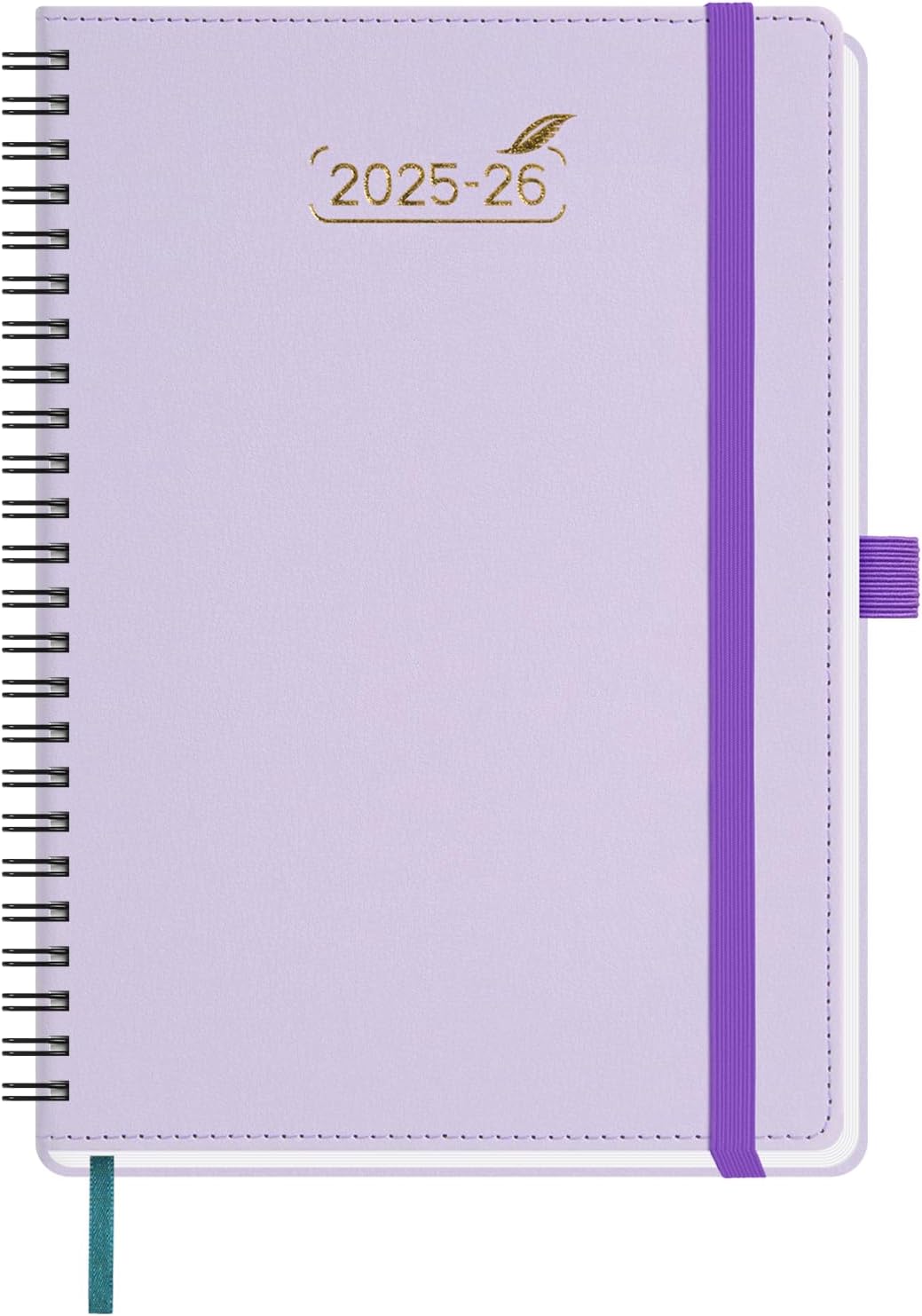 BEZEND Weekly Planner 2025-2026 with 2 Columns, 5.8" x 8.5" Academic Calendar 18 Months (Jul 25-Dec 26) Life Work Appointment Book with Monthly Tab, PU Leather Softcover Spiral - Lilac