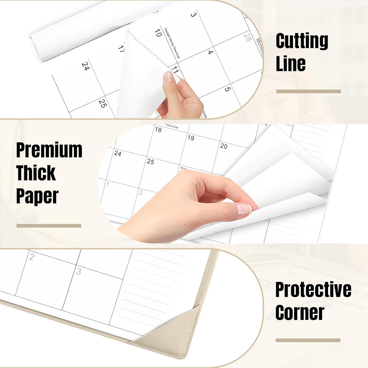 Gannyfer Large Desk Calendar 2025-2026 with Desktop Mat,22" x 17" Desktop Pad Calendar, 18 Month Table Calendar from July 2025 to Dec 2026, Office Supplies Perfect for Home School and Office - Gray