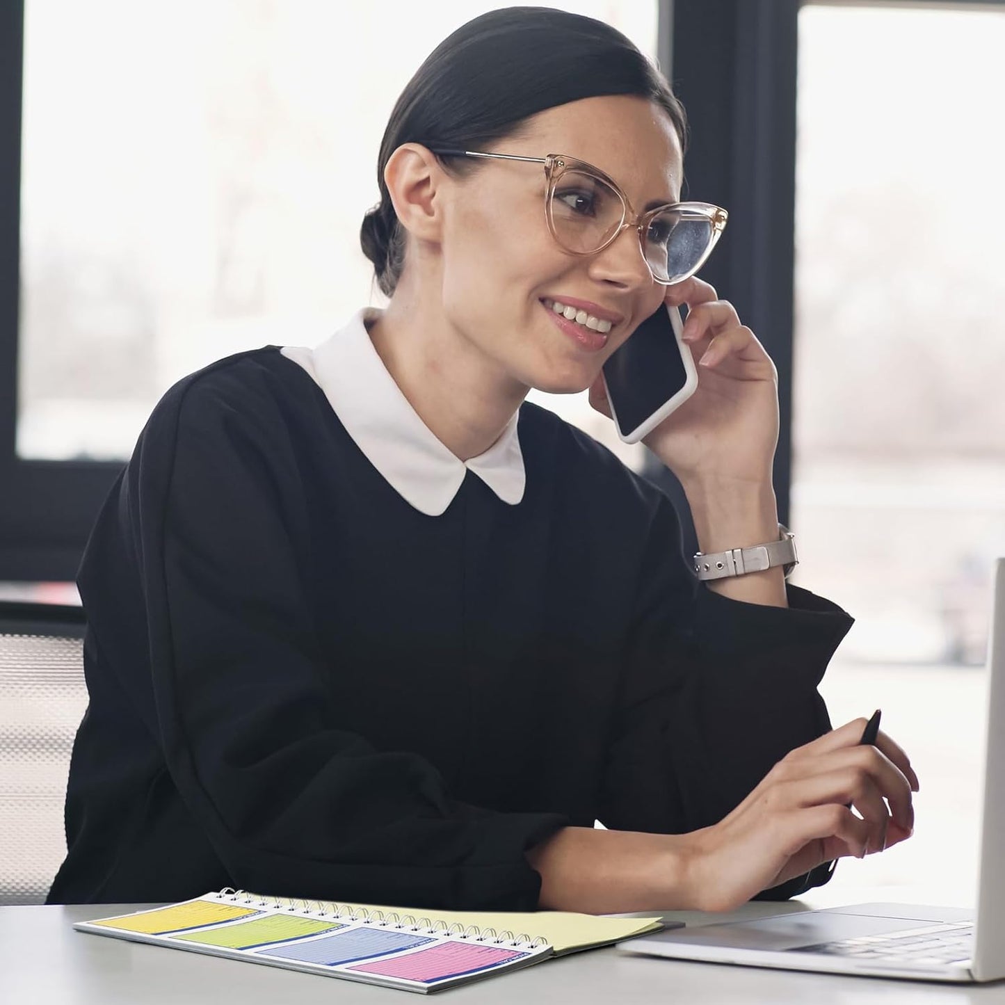 Sinmoe 1 Pcs Spiral Bound Phone Message Book with Carbon Copy 5-1/2" x 11" 2 Part Colorful Carbonless Telephone Message Pads Duplicate Spiral Phone Call Log Book for Business Office