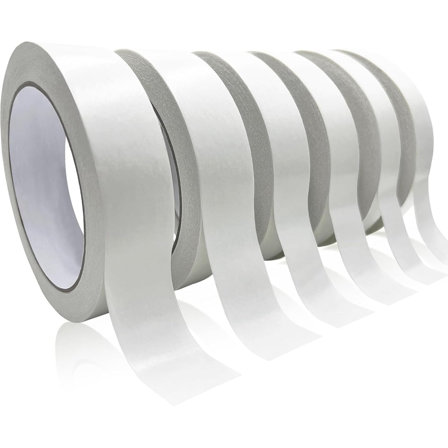 Double-Sided Fabric Tape, Hem Tape No Sew Double Sided Tape for Crafts Arts, 6 Rolls Strong Adhesive Cloth Sewing Tape for Hemming, Clothing Repairs, Pants, DIY Projects, Paper Backing (0.6/0.8/1inch)