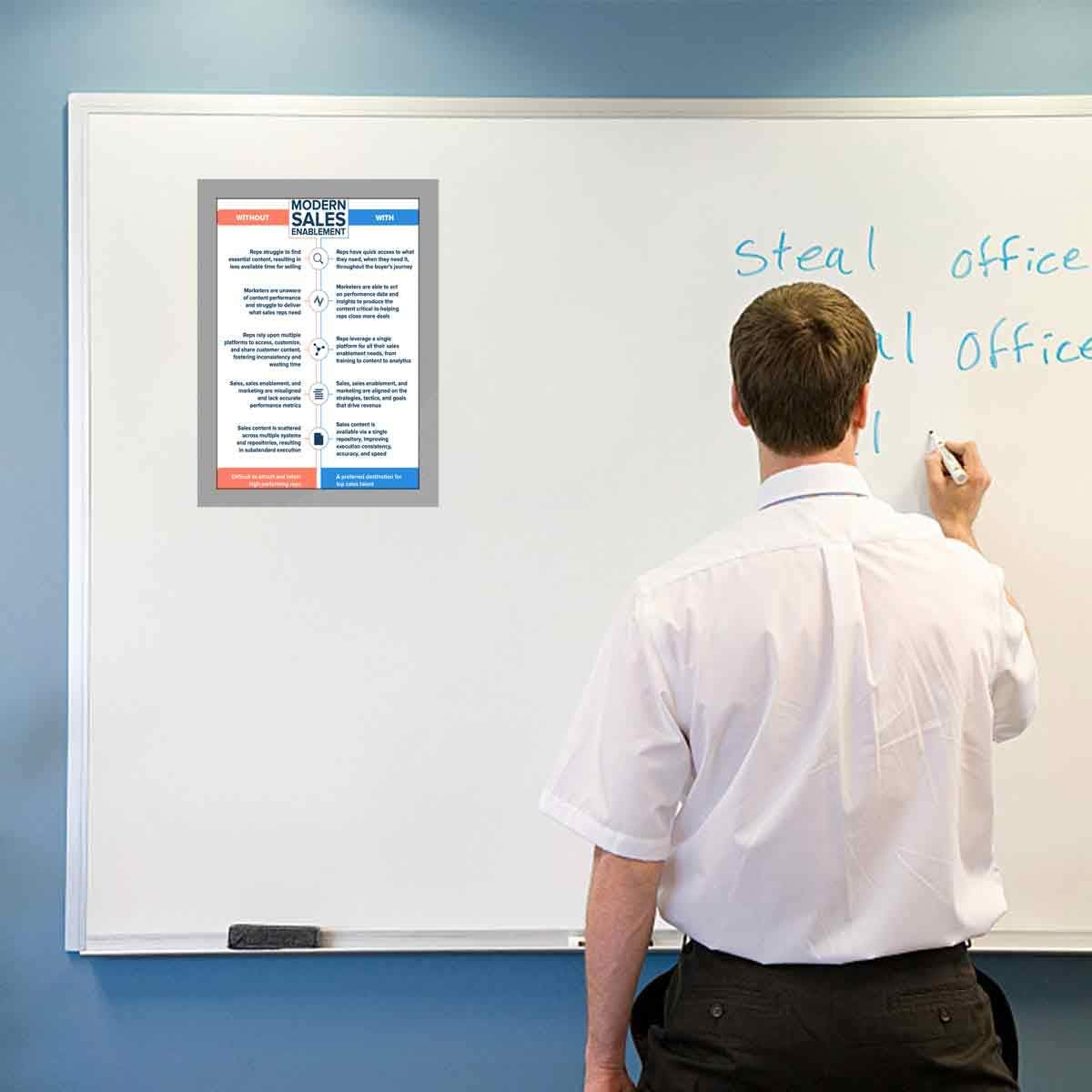 Document Sign Holder Pockets with Magnetic Back, Plastic Poster Picture Notice Display Frame for Fridge/Whiteboard/Chalkboard/Cabinet, 8.5 x 11.6 Inches, Silver, 6 Pcs