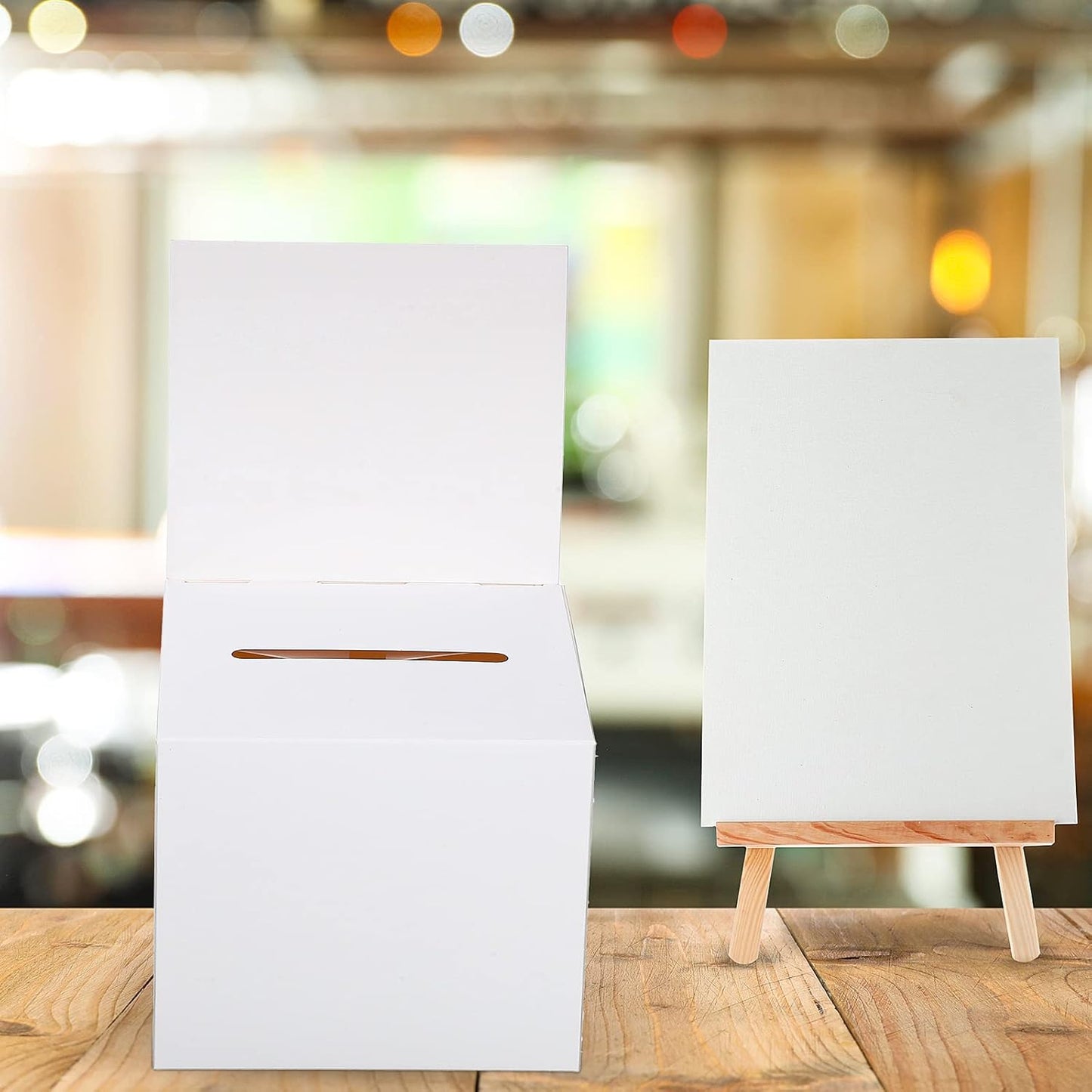 CHENGU 6 Pieces Raffle Ticket Box, 10 x 10 x 10 Inch Cardboard Box with Slot, Large Donation for Fundraising, Tip Jar, Suggestion for Collecting and Donation (White)