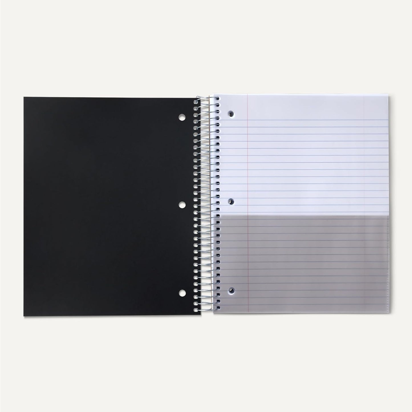 Amazon Basics 5 Subject Wide Ruled Spiral Notebook, Poly Cover, 200 Sheets, 8.5" x 10-1/2", Black, 1 pack
