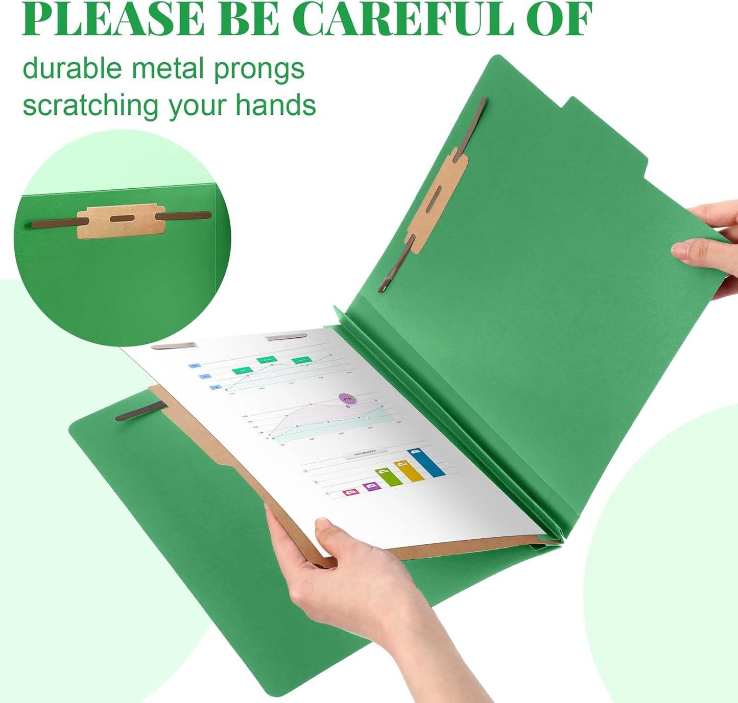 36 Pcs Classification Folders Letter Size, 1 Divider Pressboard File Folder with Fasteners, Expanding File Organizer Bulk for Teachers, Clergy, Office, Church, Christmas Donations (Green)