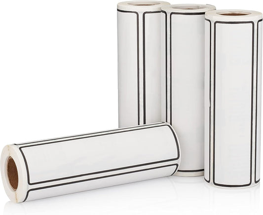 Carstens Adhesive Sticker Labels, 5 3/8” x 1 3/8”, Binder Labels for 1.5” – 4” Ring Binder Spines, Roll of 200, White, 4 Pack