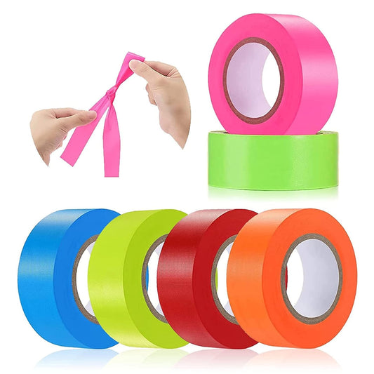 6 Pack Flagging Tape Assorted Colors, Non-Adhesive Plastic Ribbon Neon Marking,1"*600ft, Marking Tape for Tree Marking,Hunting,Boundaries and Hazardous Areas,Trail Marking