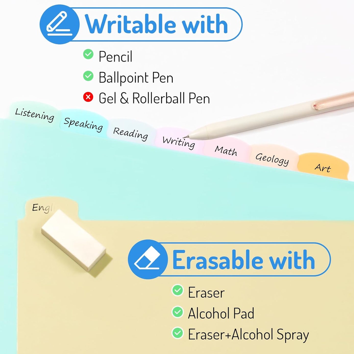 Forvencer 8-Tab Binder Dividers with Tabs, Big Tabs, Write&Erase Plastic Dividers for 3 Ring Binder, Binder Tabs for Organizers, 3 Ring Binder Dividers with Tabs for School Office (Muted, 1 Set)