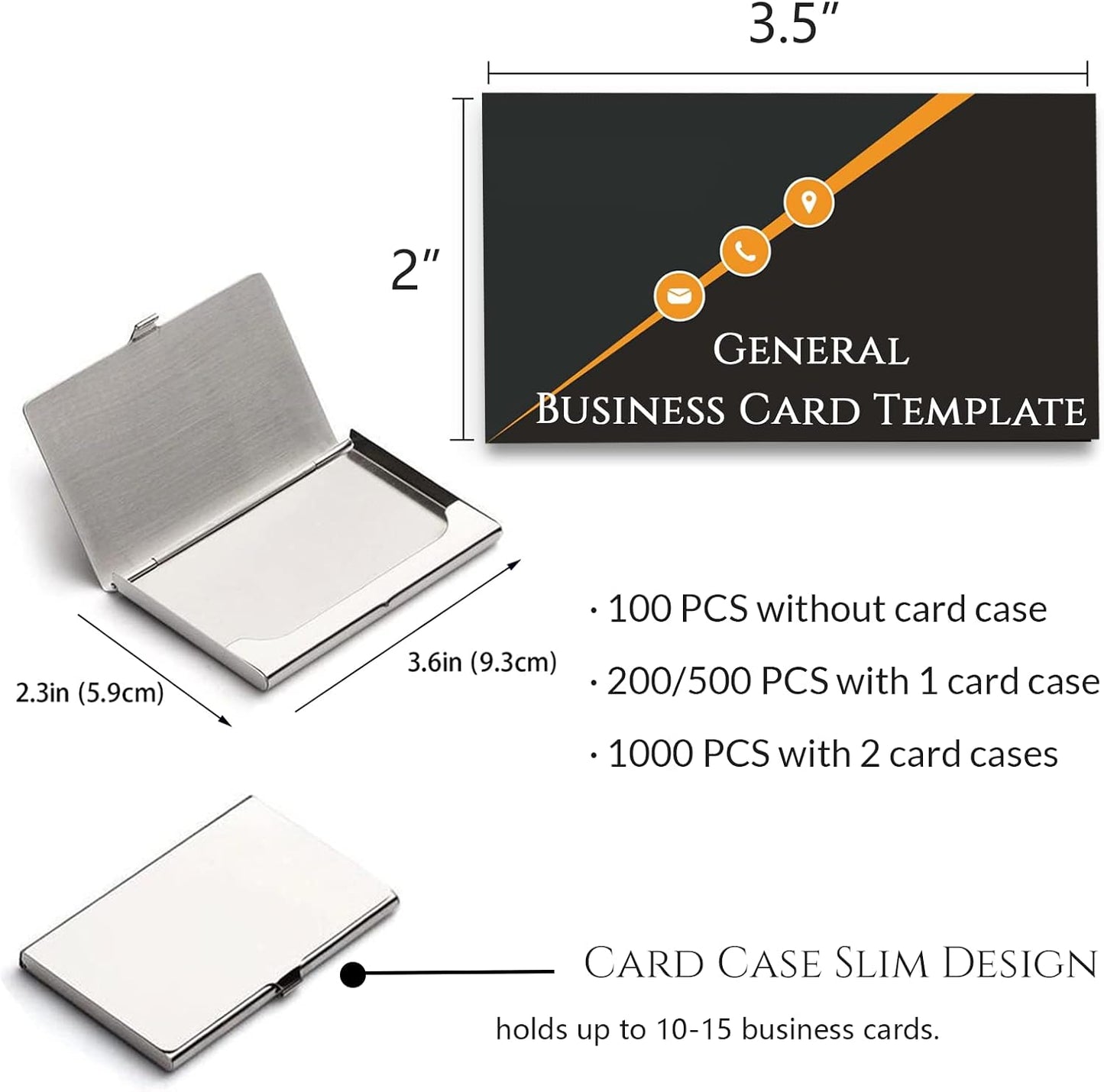 Custom Business Cards Personalized Business Cards for Small Business 300gsm Matte Paper Front & Back Sides Printed 3.5" x 2" - General Template