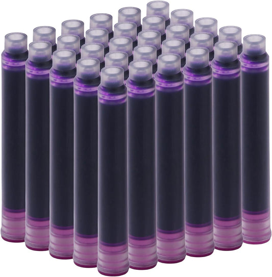 Jinhao Fountain Pen Refill Ink Cartridges, Violet Color, Set of 30 PCS, International Standard Size Disposable and Generic Ink Refill Cartridges