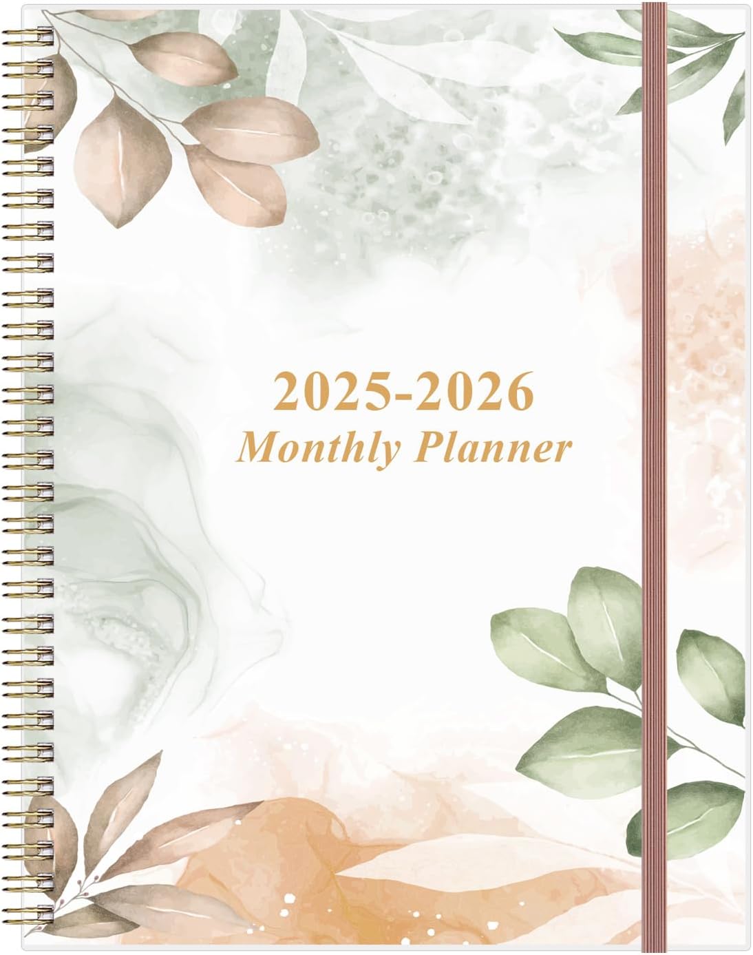 2025-2026 Monthly Planner - 18 Monthly Calendar, July 2025 - December 2026, Two Pages Per Month, 9" x11" Planner with Tabs, Inner Pocket, Rose Leaf