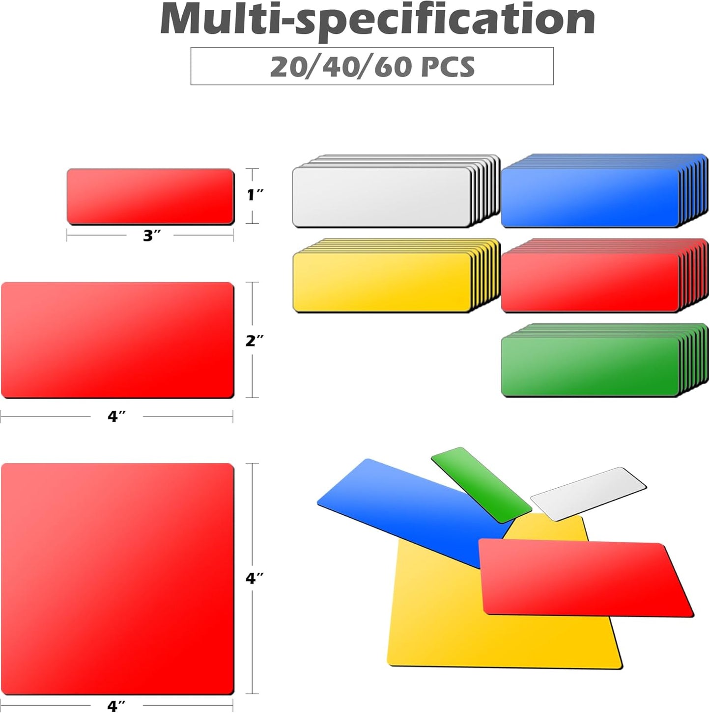 Realth Dry Erase Magnetic Labels White (1'' × 3'' 60 Pcs),Blank Magnets for Whiteboard, Washable Reusable Magnetic Sheets for Classroom Fridge Office, Name Tags for Teachers Students