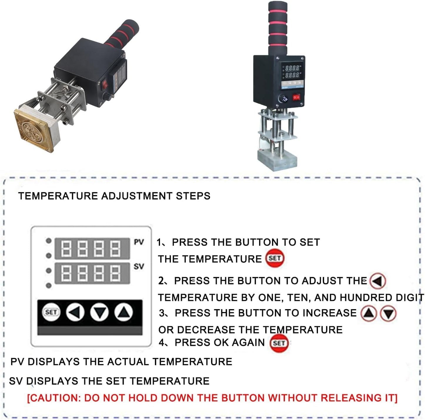 Embossing Machine, 110V 500W Handheld Portable Hot Stamping Branding, Machine Heat Press Digital Leather Tool, Paper Wood Custom Logo Food Foil Stamp Printer (Precise Location 5-7cm)