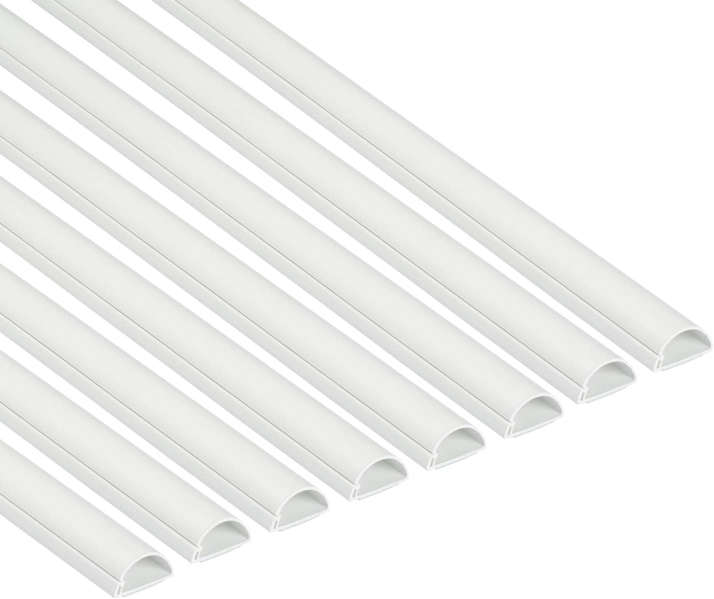 D-Line Half Round Cord Hider, Patented Cable Cover, Hide TV Wall Mount Wires, Raceway for Cords, Decorative Wire Covers, Paintable, Adhesive Cable Concealer - 8X 1.18in W x 0.59in H x 39in L - White