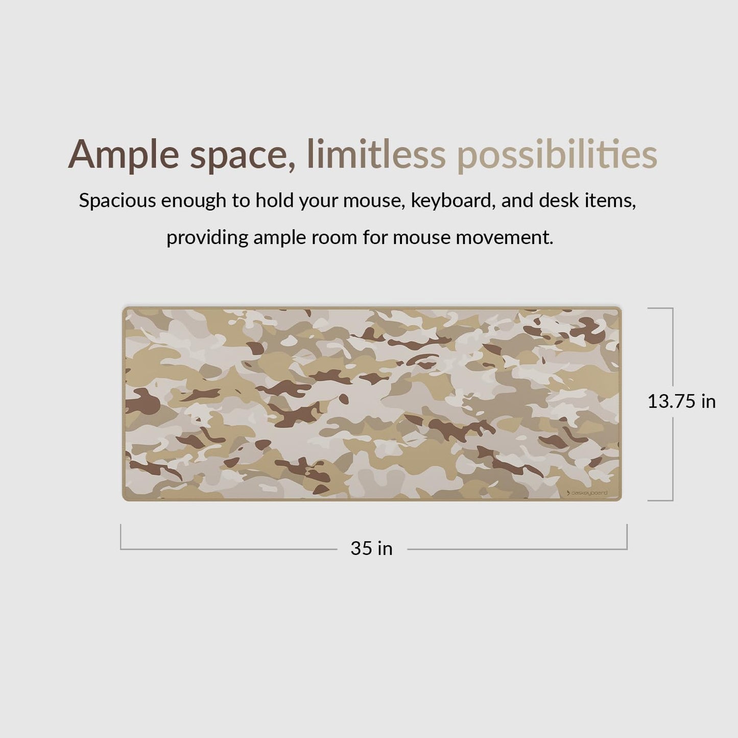 Das Keyboard Large Gaming Mouse Pad Desk Mat with Stitched Edge - Non Slip Base - Waterproof - Premium Cloth Mousepad for Home Work Gaming - Desert Camo