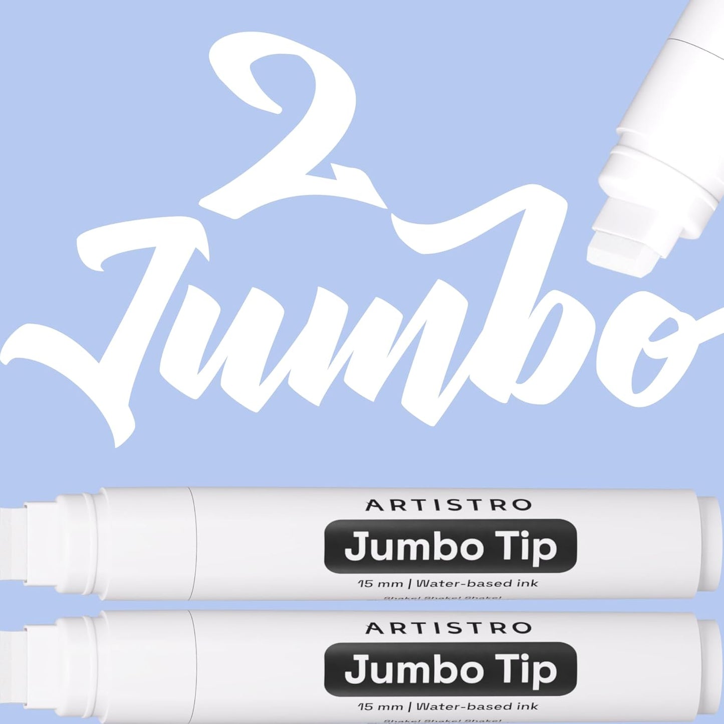 ARTISTRO 2 White Acrylic Paint Markers - 15mm Jumbo-Tip Paint Pens - Perfect for Crafting, Art Projects, & More