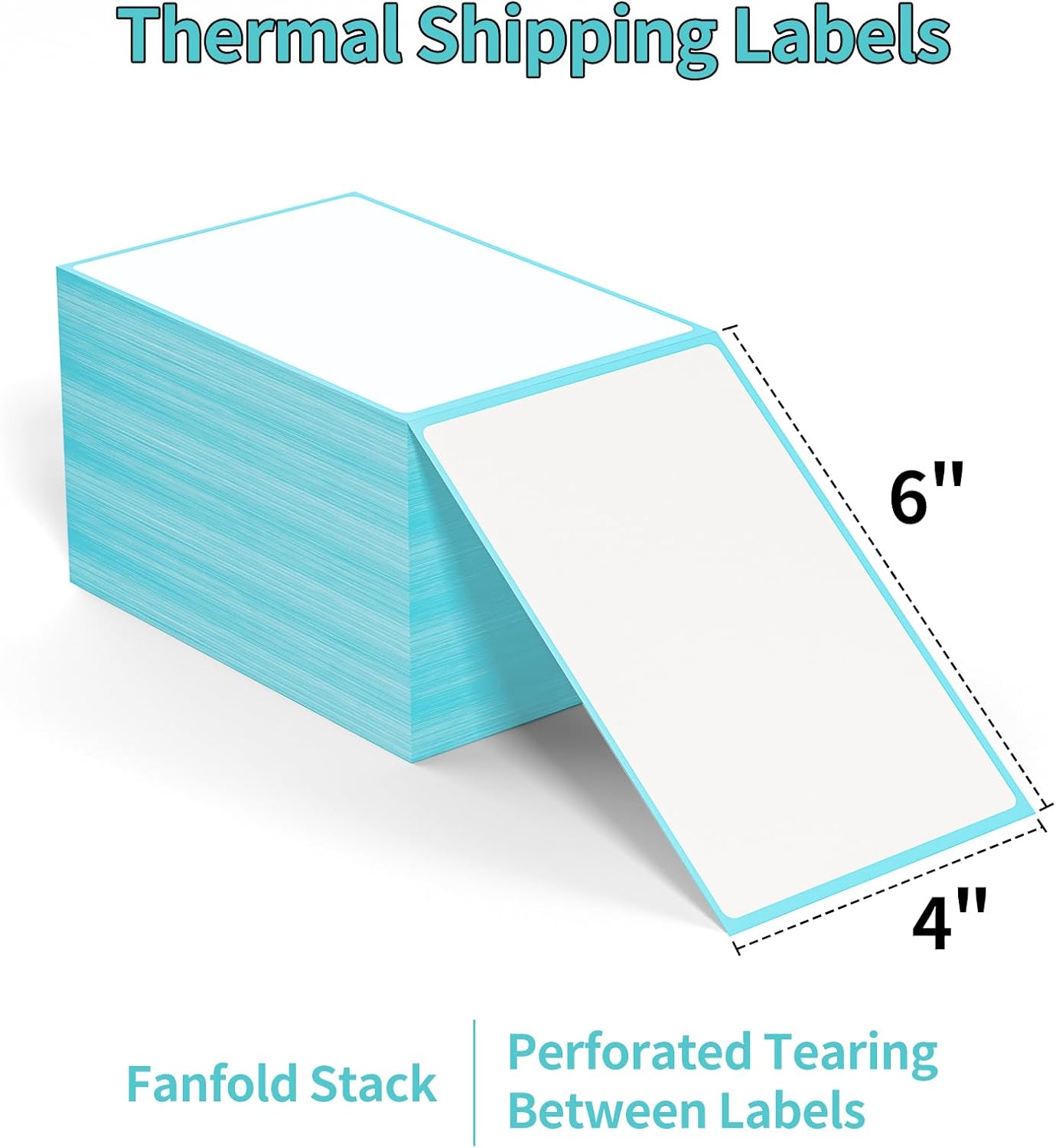 FungLam Direct Thermal Shipping Labels - 4x6 Thermal Labels Fanfold - Perforated and Strong Adhesive - 50000 Labels (1000 Labels per Stack, 50 Stacks)