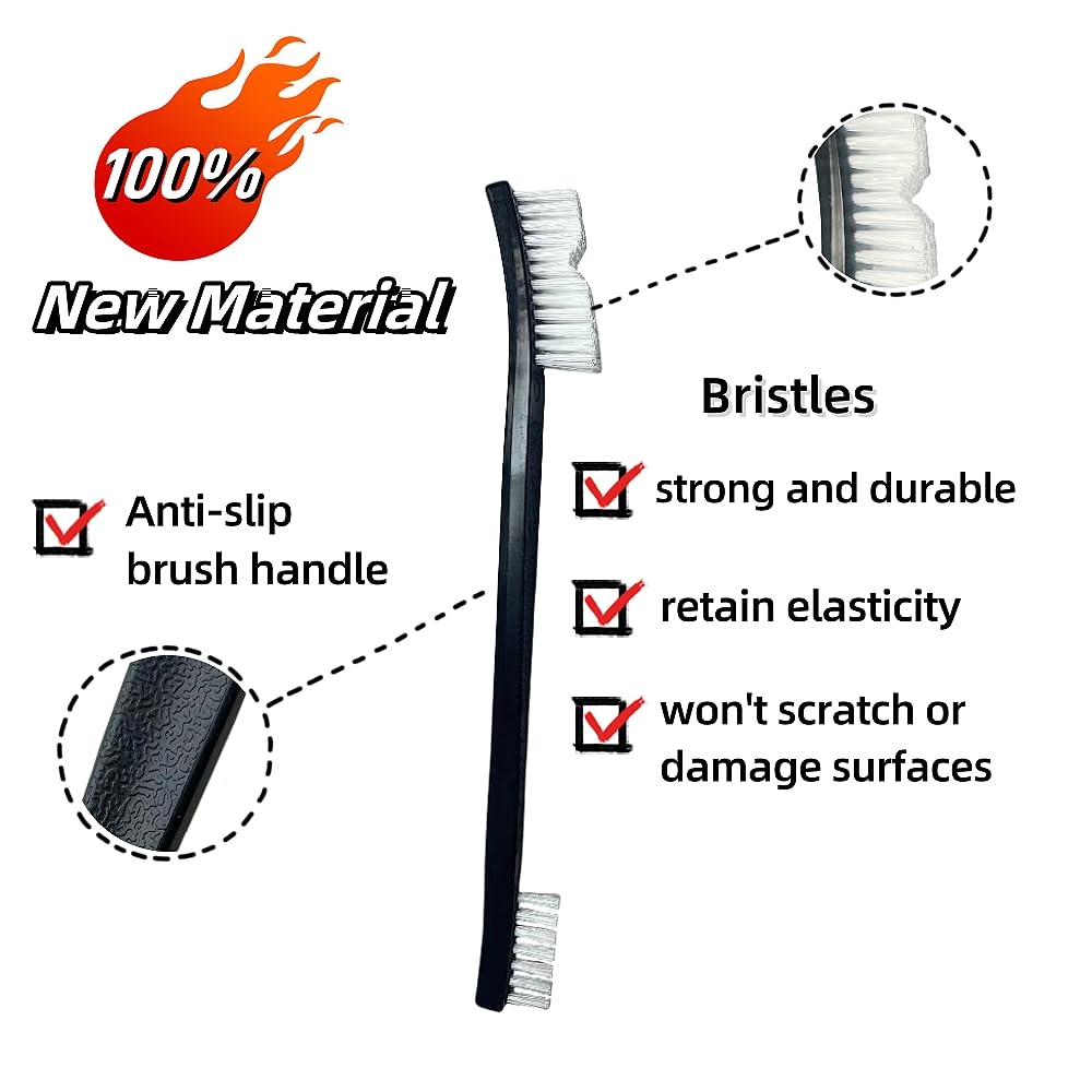 Anti-Static Nylon Bristles Deep Clean Soft Cleaning Brush: 8 Nylon Brushes for Delicate Surfaces - from Keyboard Crumbs to Aquarium Algae - Features Soft Detailing Brush, Culvert Cleaning Tool