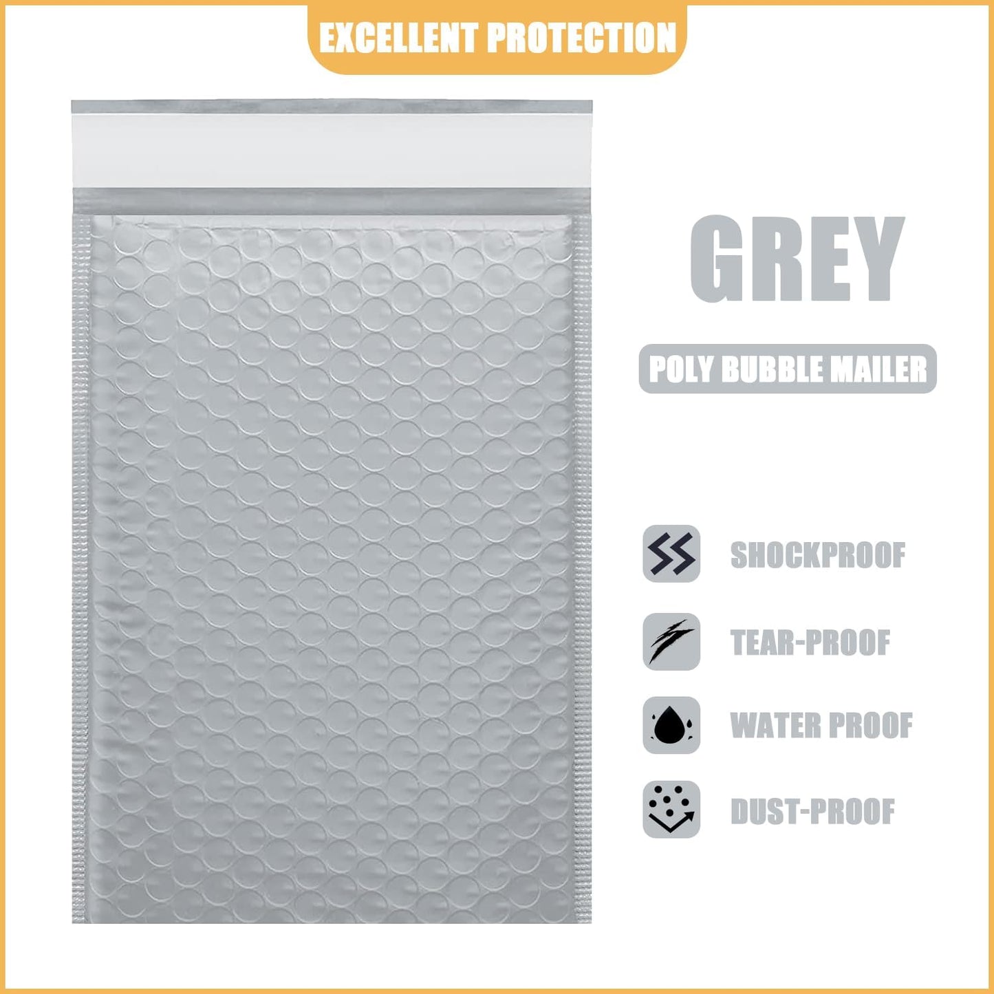 6in x 9in Bubble Mailer, Gray Poly Mailer, Padded Envelope, Shipping Envelope, Waterproof, Self-Sealing, For Small Business, Shipping, Mailing, Boutique Packaging(250PCS)