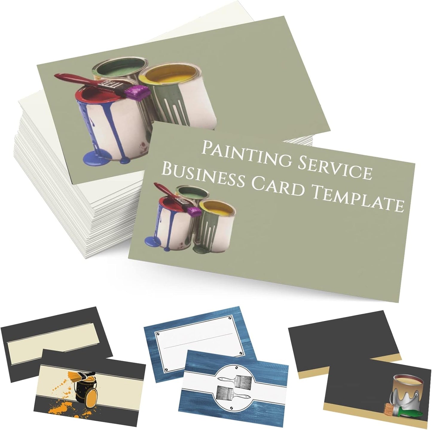 Custom Business Cards Personalized Business Cards for Small Business 300gsm Matte Paper Front & Back Sides Printed 3.5" x 2" - Painting Service Template