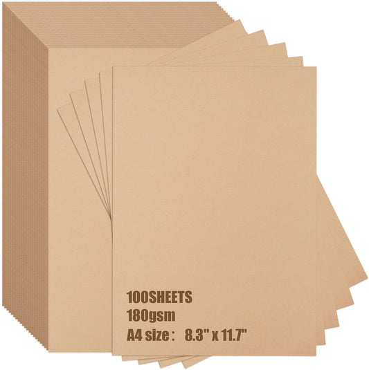 BigOtters 100 Sheets Kraft Paper Brown Cardstock, 65lb/ 180gsm Kraft Card Stock Paper, Back to School Supplies, 8.5 x 11 Inches