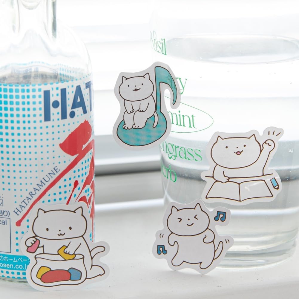 46 Pcs Small Cute White Cat Stickers for Scrapbooking Diary Laptop Junk Journal Notebook Kids Envelope Card Making Diary Planner Craft DIY Craft Decoration, 23 Patterns