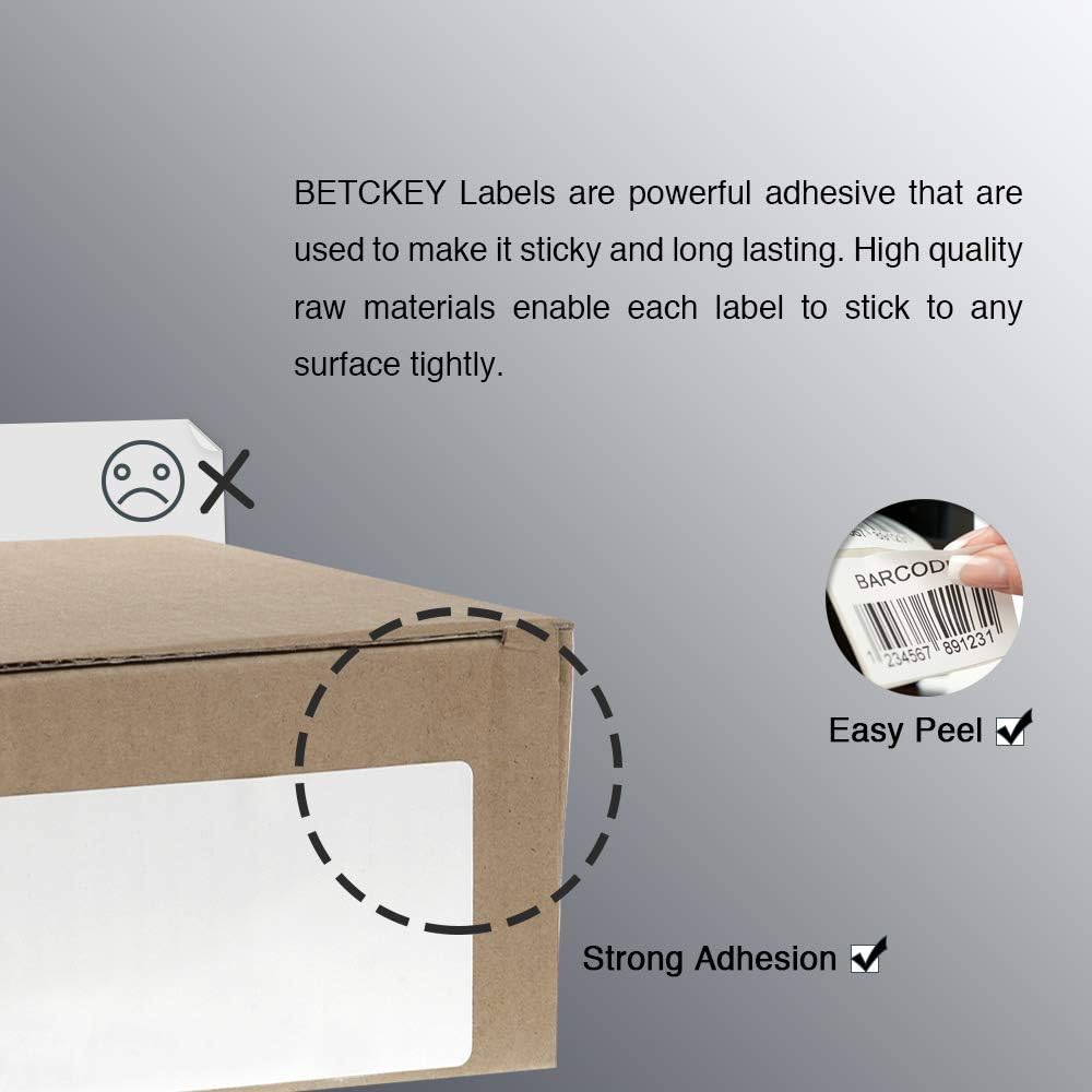 BETCKEY - 3" x 1.5" (76 mm x 38 mm) Barcode Shipping & Address Labels Compatible with Zebra & Rollo Label Printer,Premium Adhesive & Perforated [16 Rolls, 15200 Labels]