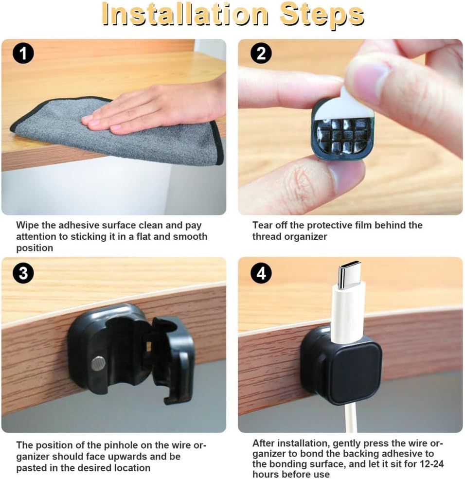 18 Pack Cord Organizer Holder, Magnetic Cable Clips Management, Easy Adhesive Phone Charging Cable Keeper, Hide Or Organize Desk Cable for Kitchen, Office, Car, Nightstand（White and Black）