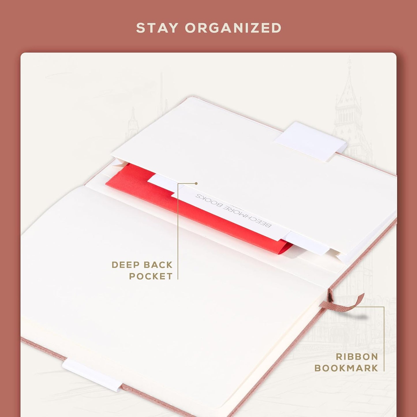 BEECHMORE BOOKS Graph Paper Notebook - Regular, Pink | Premium Square Grid Math & Science Journal | 5.75" x 8.25" Hardcover Vegan Leather | Thick 120gsm Cream Graph Paper | Gift Box for Men & Women