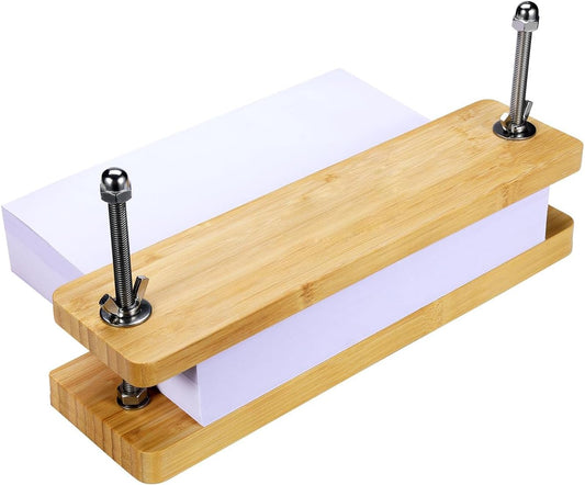 Book Press - Bamboo Wood Bookbinding Press for Craft Enthusiasts - Anti-Slip Mat, Portable & Handmade Book Binding Tool (Book Press)