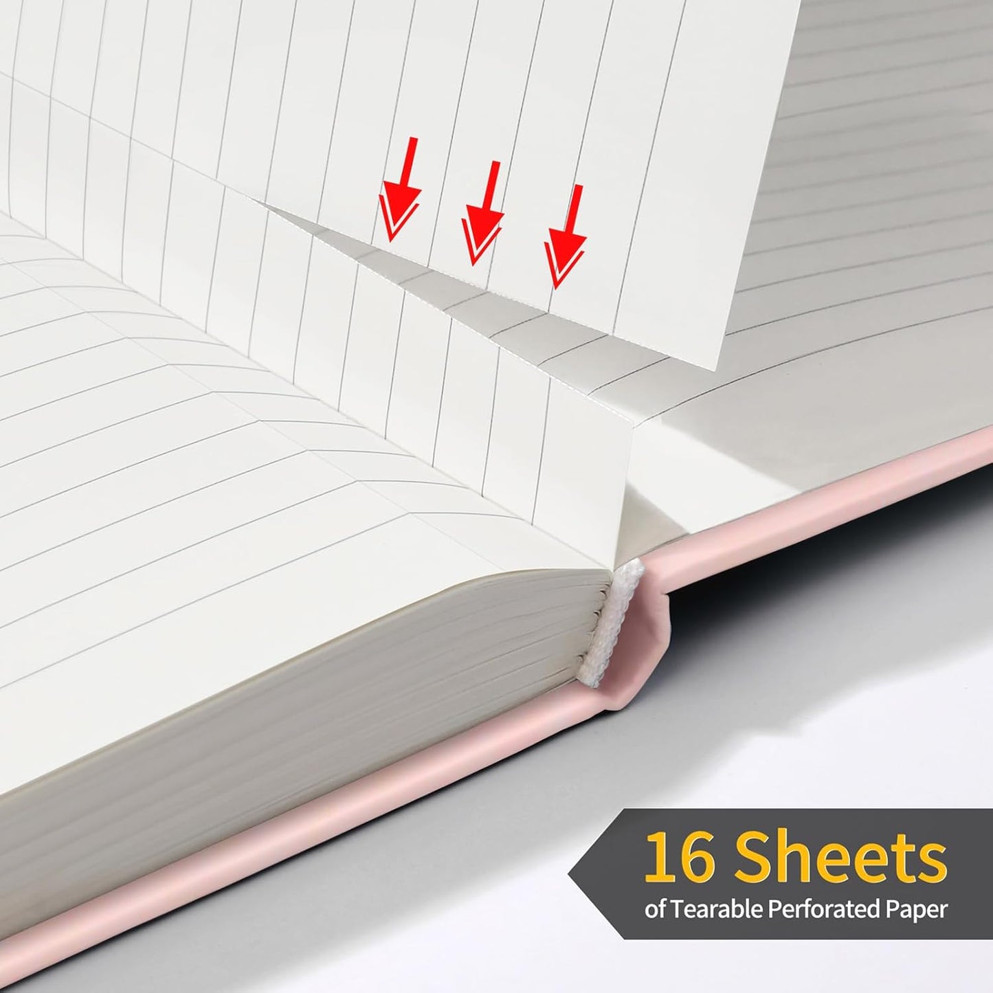 Annecy Numbered College Ruled Lined Journal Notebook, Medium 5.5x 8.25, 160 Pages 100GSM Writing Paper, A5 Pink Faux Leather Cover with Pen Loop