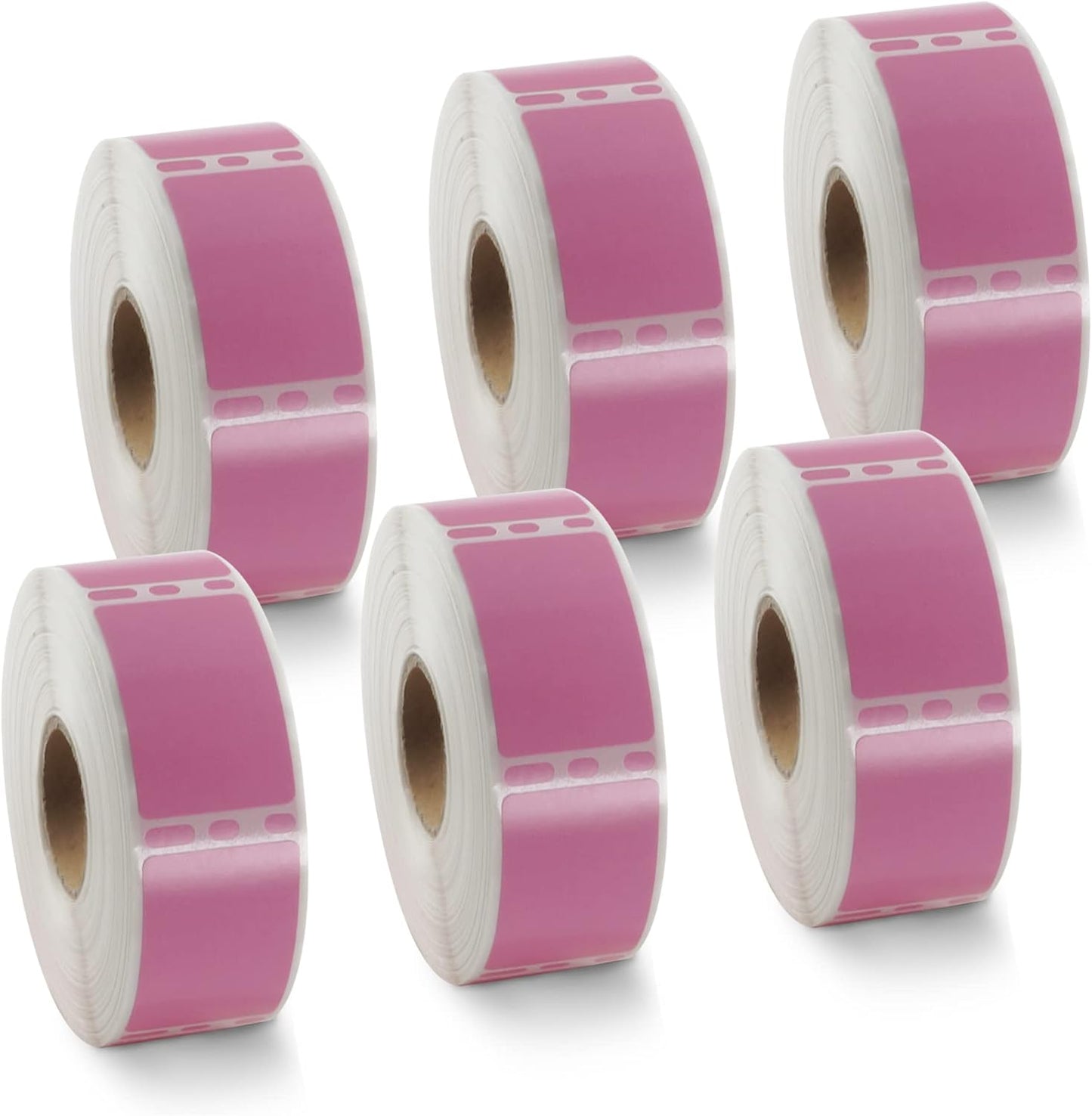 BETCKEY Colored Labels Compatible with Dymo 30347 (1" x 1-1/2") Book Spine Lables, Compatible for Dymo LabelWriter Thermal 450, 4XL & Zebra Desktop Printers [6 Rolls, 4500 Labels, Pink]