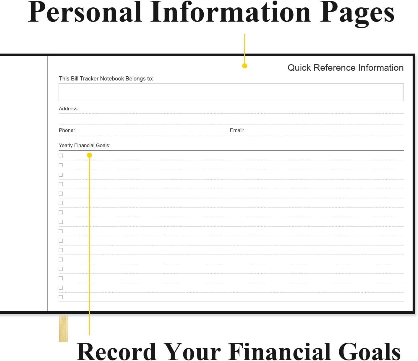 Bill Tracker Notebook - Monthly Bill Organizer & Planner for Personal Budgeting Financial, Payments Checklist Organizer, 7" x 10", Black