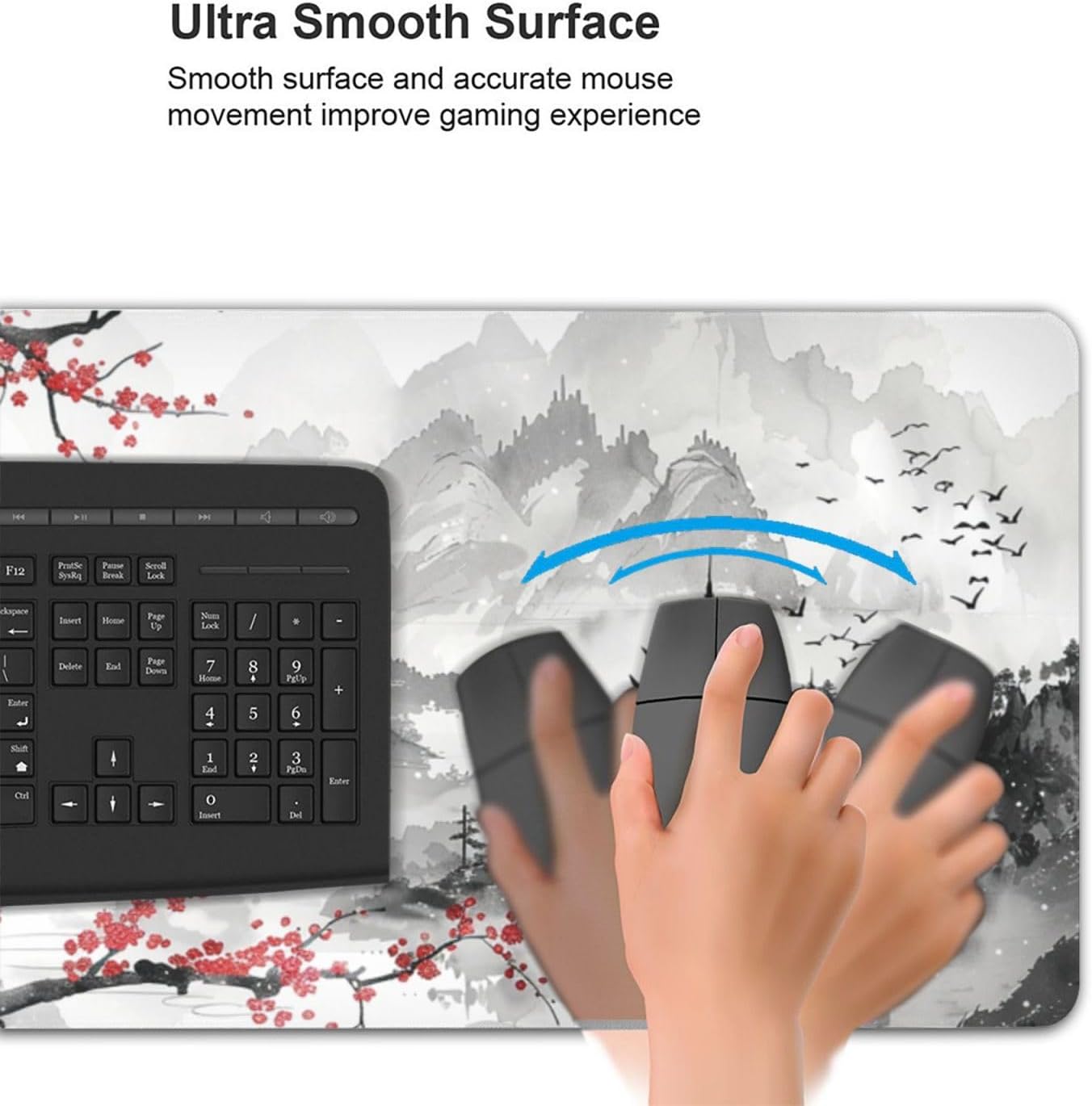 35.4 x 15.7 in, Waterproof XXL Large Mouse Pad for Desk, Extended Keyboard Mouse Mat for Computer Office, Big Laptop Mouse pad, Gaming Pc-Japanese Watercolor Cherry Blossom