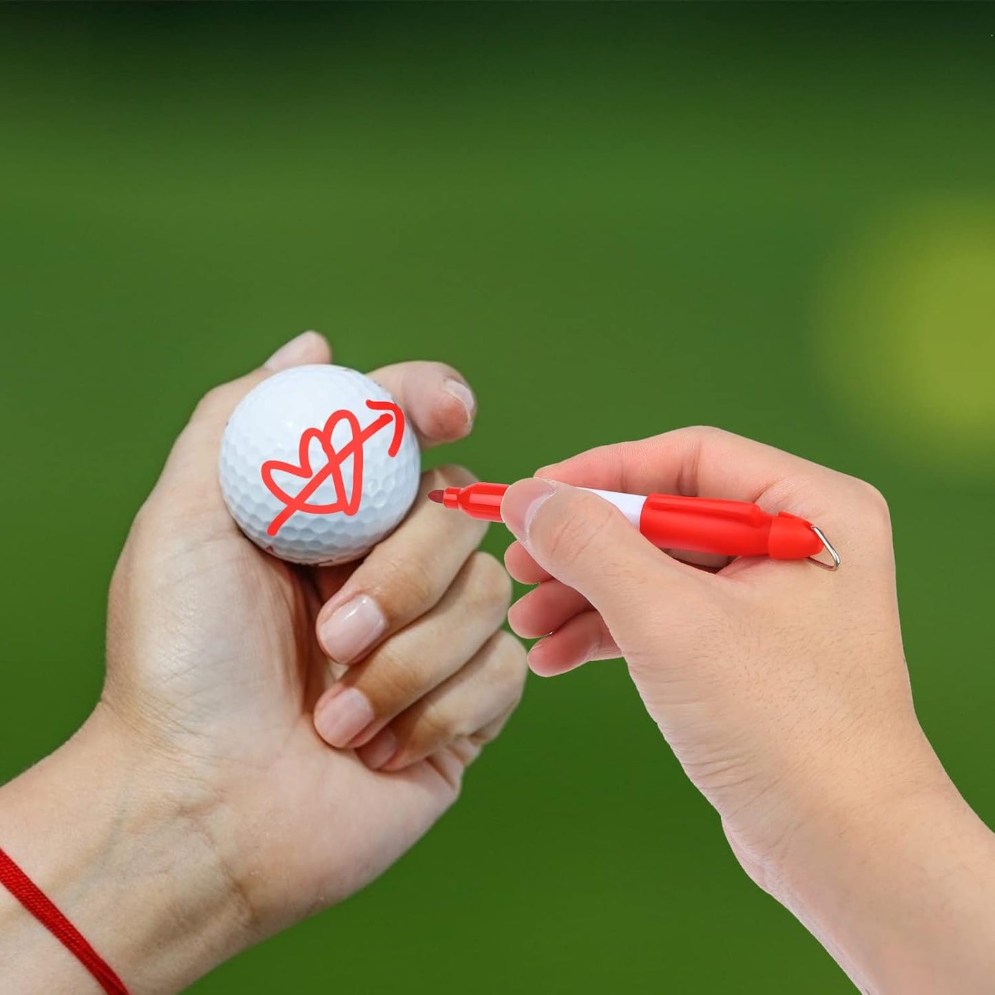 50 Pcs Mini Permanent Markers with Cap Clips Golf Ball Marker Pen Dry Erase Markers with Triangle Hook Golf Keychain Clips for Badge Red Ink Pens for Office School Outdoor Activities,Fine Point