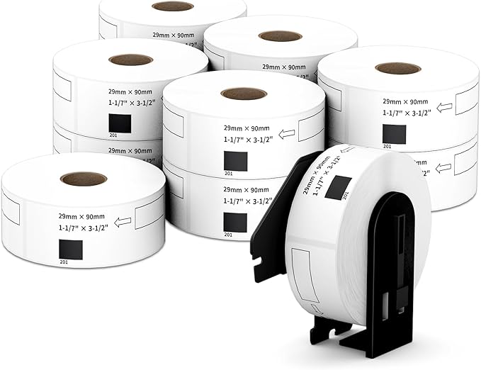 Compatible Standard Address Labels Replacement for Brother DK-1201 (1.1" X 3.5”), Use with Brother QL Label Printers (12 Rolls + 1 Reusable Cartridge, 400 Labels/Roll)