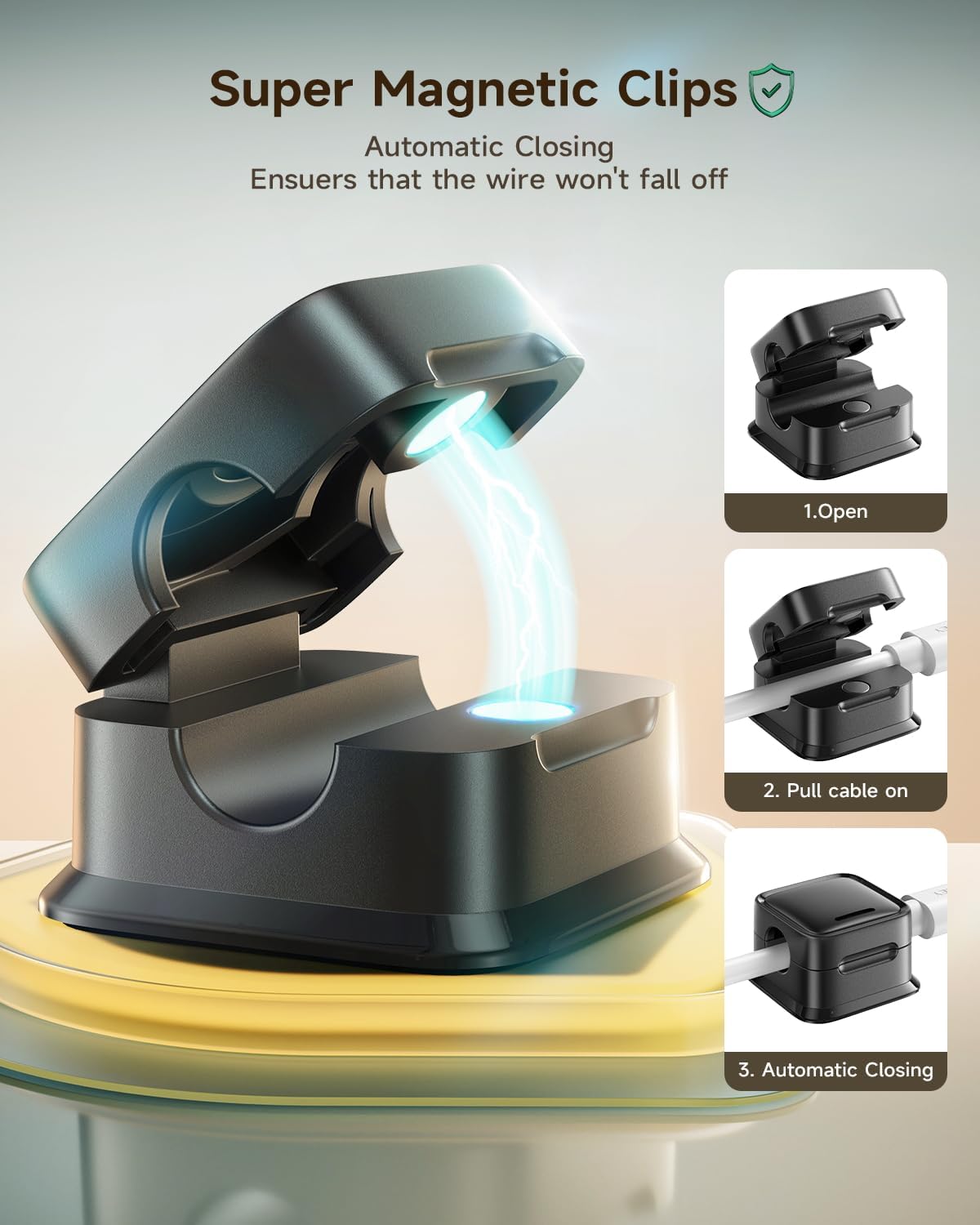 Cord Organizer Holder, 8 Pack Magnetic Desk Cable Clips Management, Hide Phone Charging Cable Keeper, Strong Adhesive Wire Charger Holder for Nightstand, Kitchen Appliances, Office Supplies