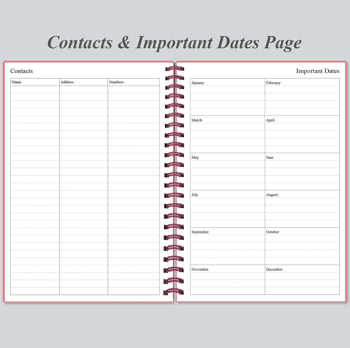 Daily Planner Undated - A5 To Do List Notebook Hourly Schedules, Spiral Appointment Planner for Women and Men, PVC Hardcover, Inner Pocket, Elastic Closure, 5.8" x 8.3", Pink