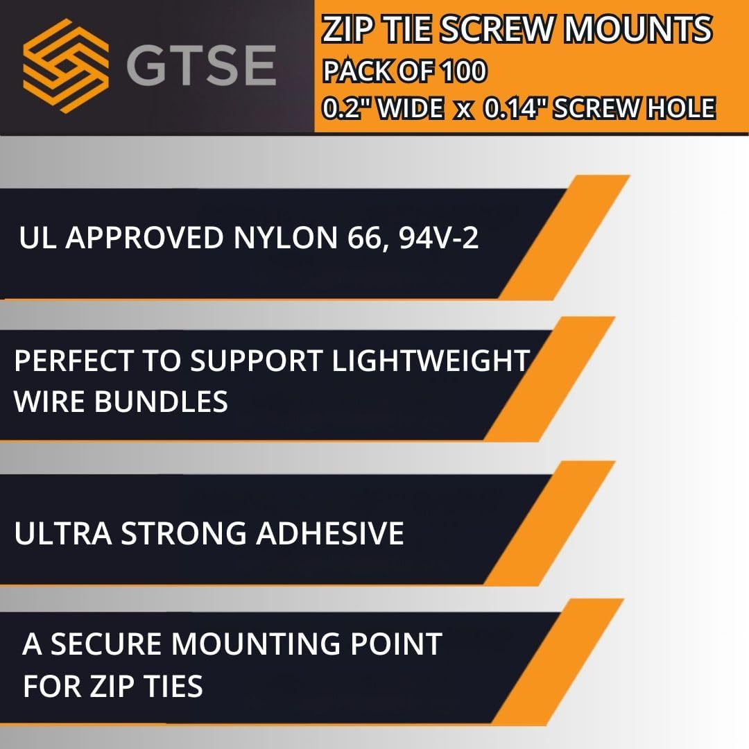 GTSE 100 Pack Of White/Clear Screw Mounts, Zip Ties Up To 0.2" Wide, Saddle Type Zip Tie Anchors