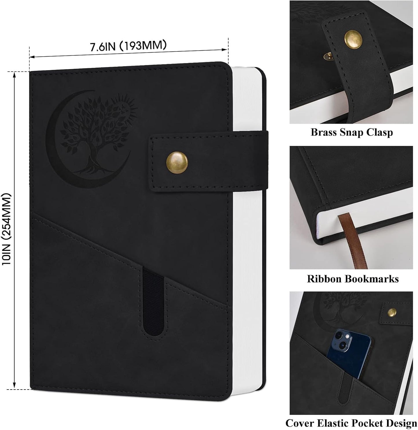 365 Page Thick Lined Journal Notebook for Men Women, B5 Large Leather Journals for Writing, Hardcover Notebooks for Work, School, Note Taking, Business, Travel Diary, College Ruled 7.6" x 10"